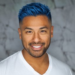 Fade hairstyle with Ocean Blue hair color