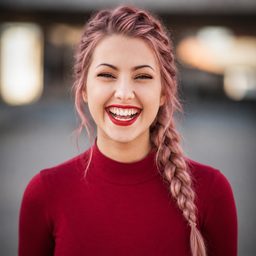 French Braid hairstyle with Rose Gold hair color