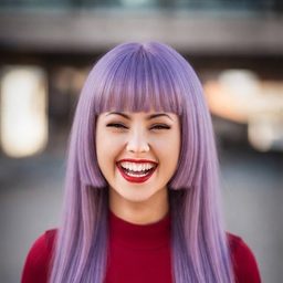 Hime Cut hairstyle with Lavender Purple hair color
