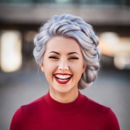 Updo hairstyle with Silver White hair color